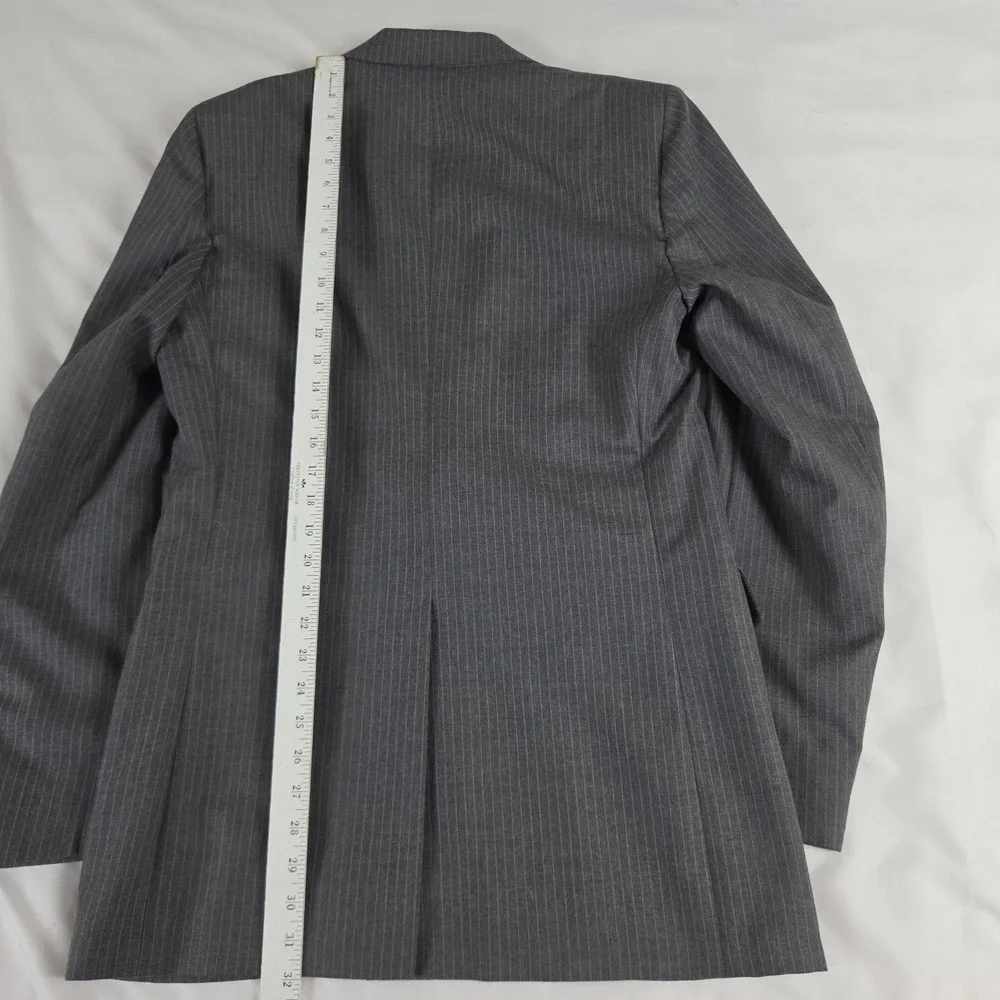Vtg Stafford Gray Pinstripe Suit Wool Two-Button 39 L Pants 32 X 34